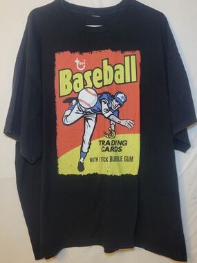 Topps Baseball Trading Cards Graphic Tee - Black with Red & Yellow
